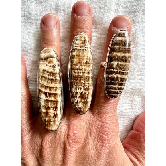 925 Nurturing Earth Stone Aragonite Ring 6.5 or 8 - Picture 3 of 13